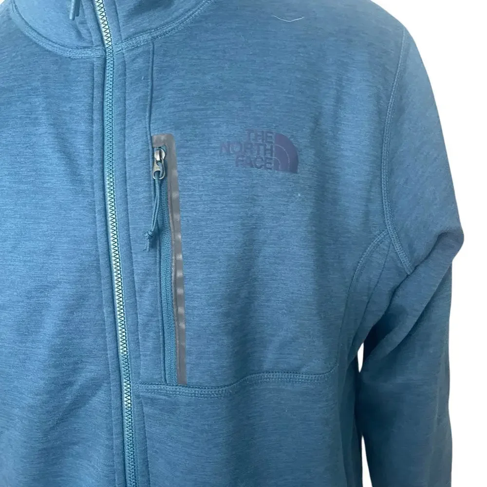 The North Face Men's Blue Full-Zip Lightweight Fleece Hooded Jacket